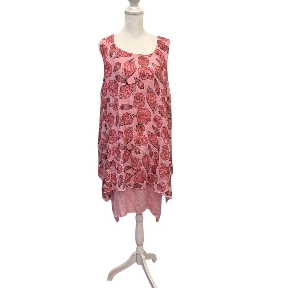 NWT India Boutique OSFM pink shell print lined dress coverup